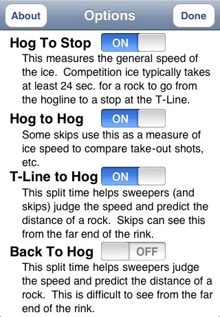 PocketSkip Ice Timer - Options